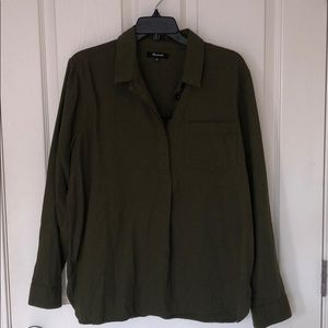 Madewell half button front button back top sz xl